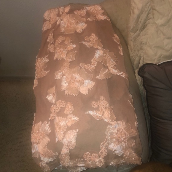 Gorgeous Nude with peach Flowers Body suit Skirt S vintage from 2000 - Picture 5 of 6
